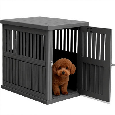25.29"H Weather-Resistant Waterproof Dog Cage Furniture For Small And Medium Dogs(Black)