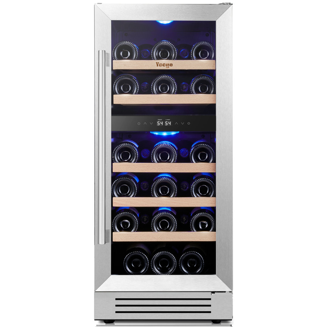 Yeego 28 Bottles 15" Dual Zone Wine Cooler Under Counter Compressor Wine Refrigerator Mini Fridge Yeego