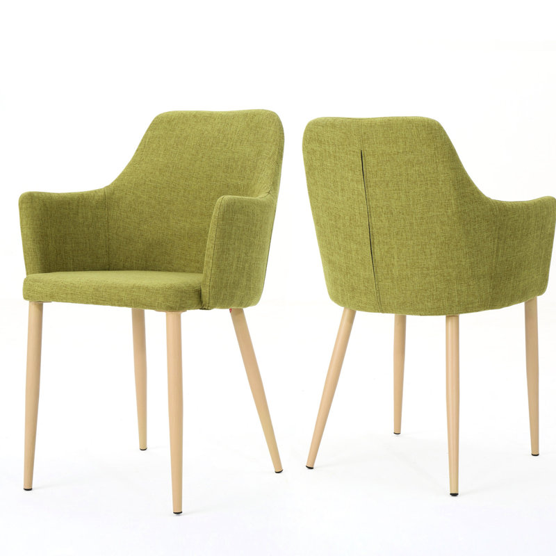 Chaises de salle à manger (2) - Structure en fer avec finition en bois et revêtement en tissu 2