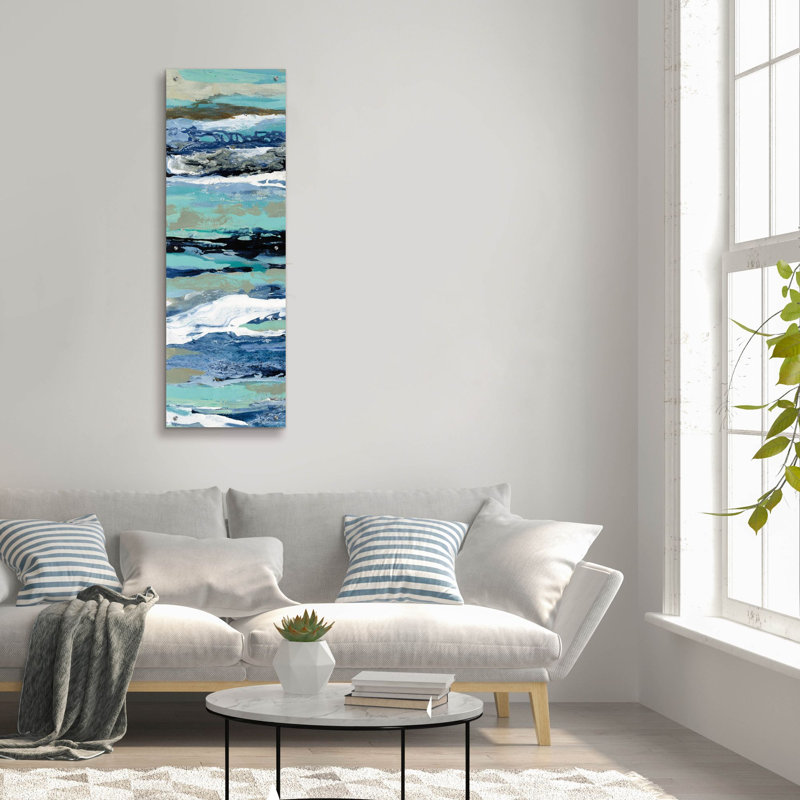 «Coastal Sea Foam II» par Silvia Vassileva, art mural en verre acrylique, H 48 po x l 16 po