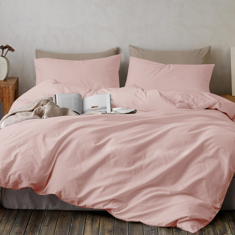 My Home Store Fridi Microfiber Reversible Duvet Cover Set , Pink, Double Duvet Cover + 2 Standard Pillowcases