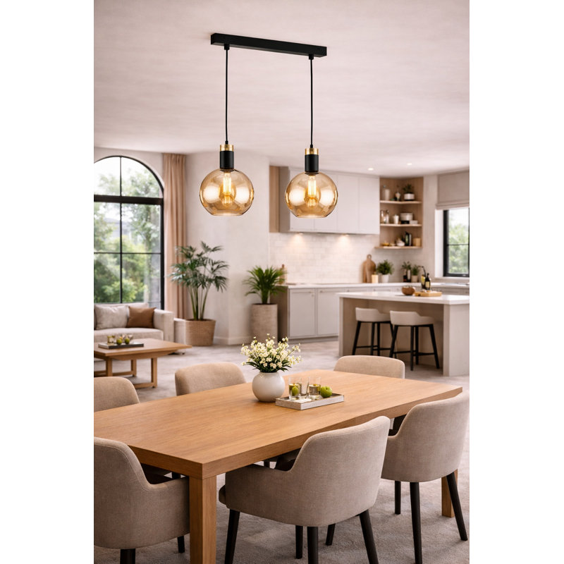 - Light Matte Black Pendant, 120cm H x 55cm W