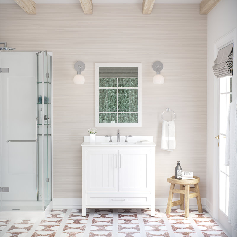 Kansas 35.98" Single Bathroom Vanity Set, White