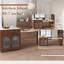 Ensemble de salle à manger extensible pour îlot de cuisine avec 4 chaises, plateau en faux marbre, prise de courant, armoire et tiroirs