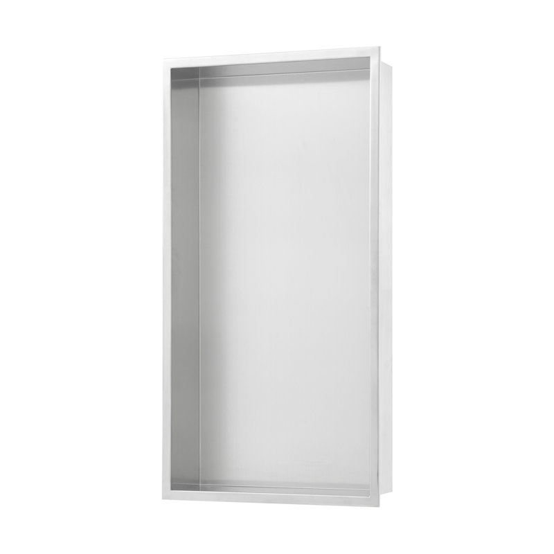 Voltaire 12" x 24" Stainless Steel Single Shelf Wall Niche, Matte Chrome
