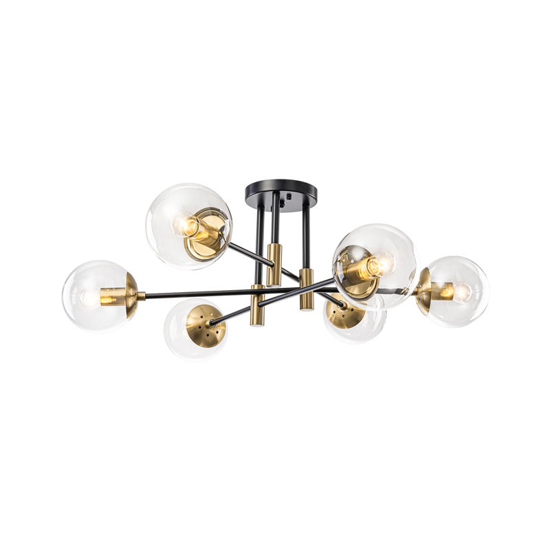 Glass Bubble Sputnik Semi Flush Chandelier , Transparent