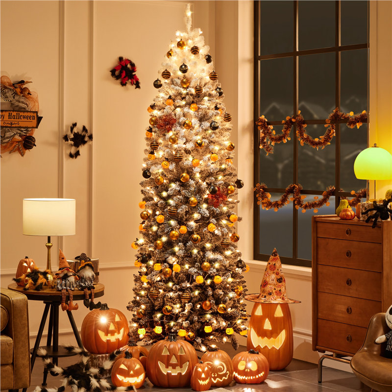 Arbre de Noël artificiel pré-éclairé, 7.5', Noir dégradé