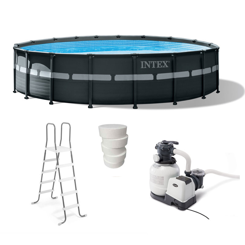 Steel Round Frame Set Pool 52'' H x 216'' W x 20.7'' L , with Pump Included