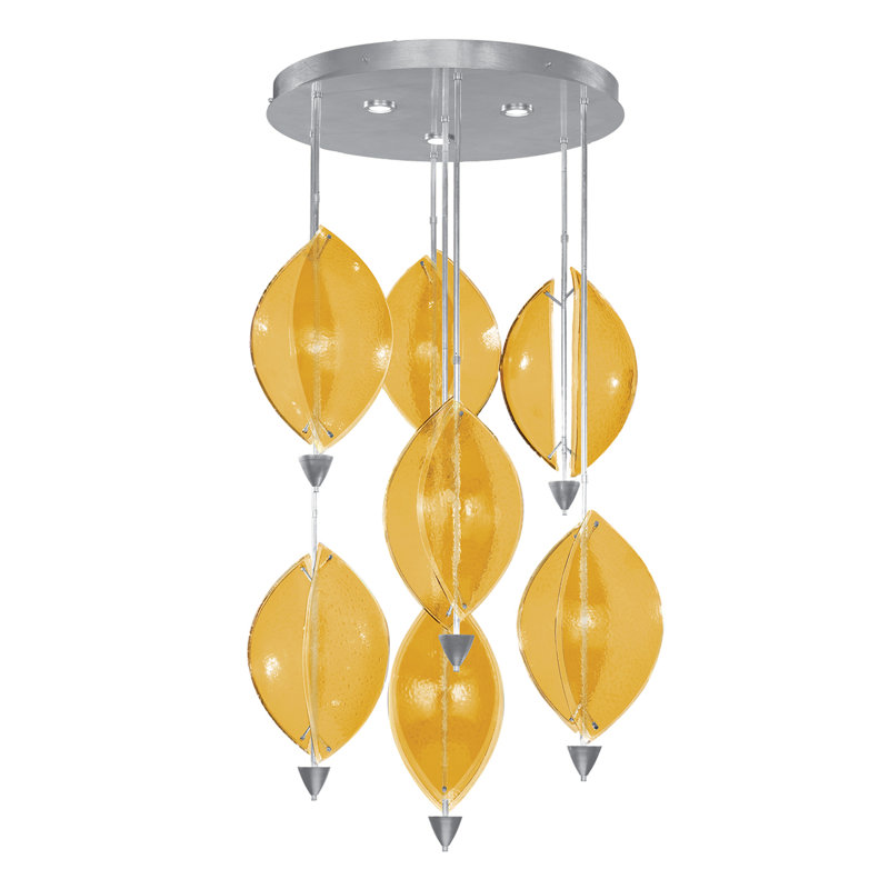 Luminaire suspendu rond l 40 po Embark, Feuille d'argent standard, Ambre
