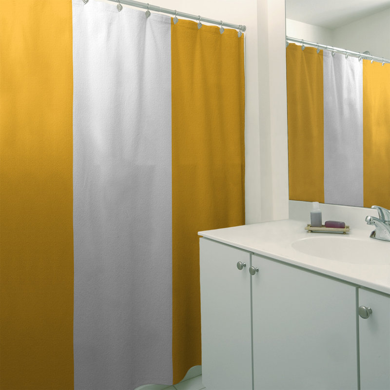 Rideau de douche rayé Boston, Jaune / Blanc / Jaune, Non