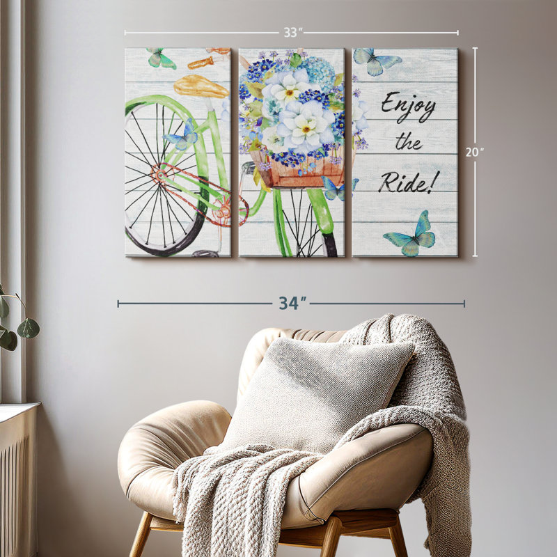 «Bicycle Inspirations III», 3 pièces sur toile, H 20 po x l 33 po x P 1,25 po