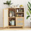 Buffet en rotin avec tablette réglable, buffet avec tiroirs pour le salon, la cuisine, le vestibule-458882184