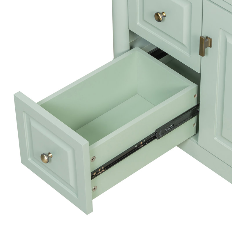 30"W Elegant Bathroom Vanity With Ceramic Sink, Green