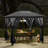 Sunjoy 9 ft. x 9 ft. Gazebo with 2-Tier Canopy Roof, Steel Frame Soft top Gazebo with Ceiling Hook and Mosquito Netting-112473392