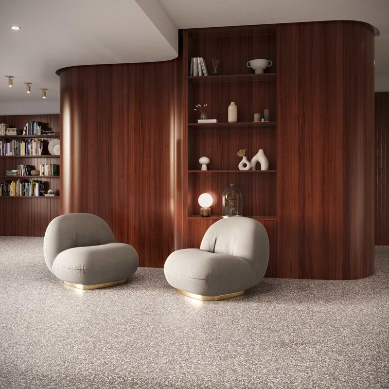 Terrazzo Italy Sacra 24x24 Honed Marble Tile, Dolce Rina Gray