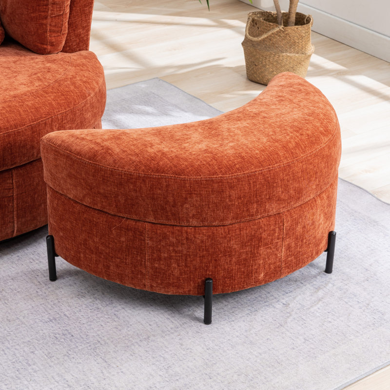 Achorn 32.8" W Upholstered Storage Ottoman, Terracotta Chenille