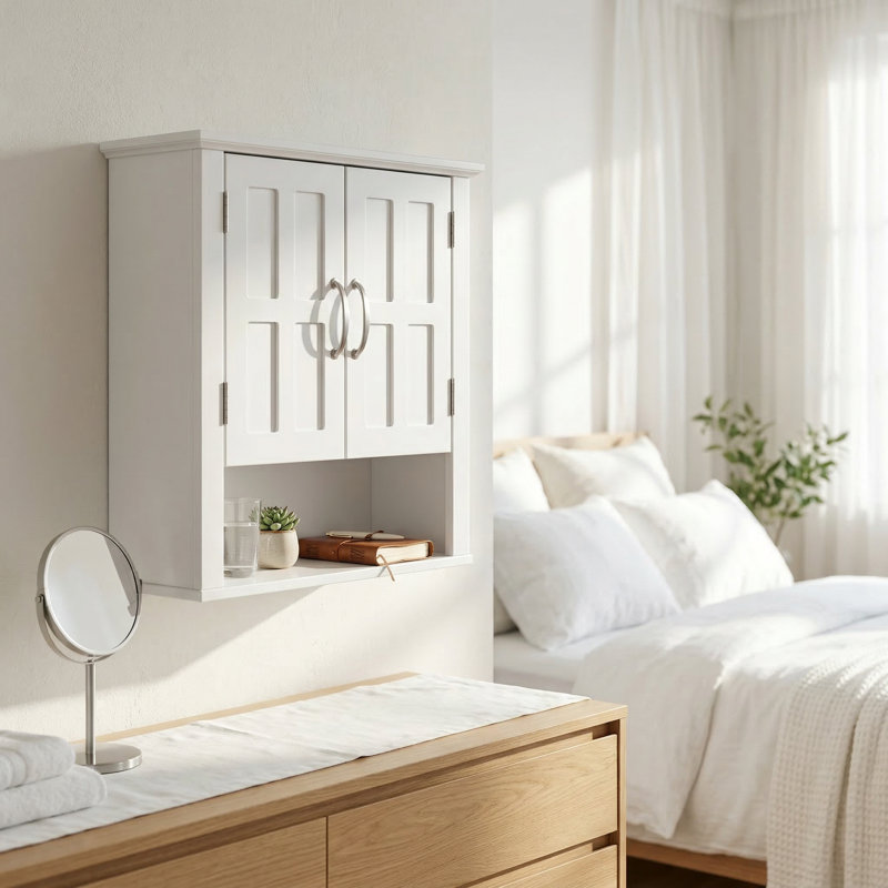 Armoire de rangement murale avec tablettes réglables et tablette ouverte, organisateur de salle de lavage de cuisine multifonctionnel pour salle de bain
