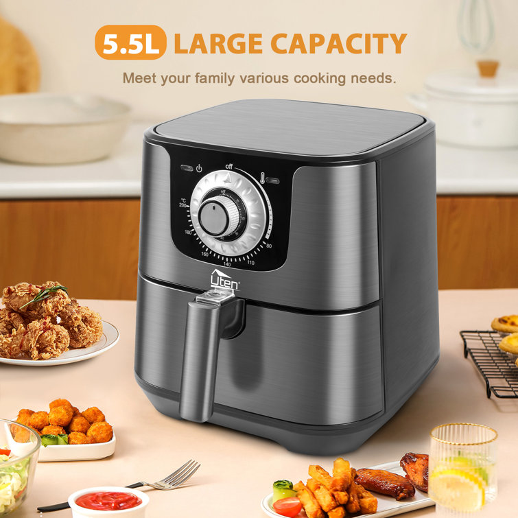  5.5L Air Fryer, Electric Oilless Cooker with LED Digital  Touchscreen, 7 in 1 Uten Hot Oven Cooker, 6 Quart Large Stainless Steel  Non-Stick Air Frier Pot, 1700W(Silver Black) : Home 