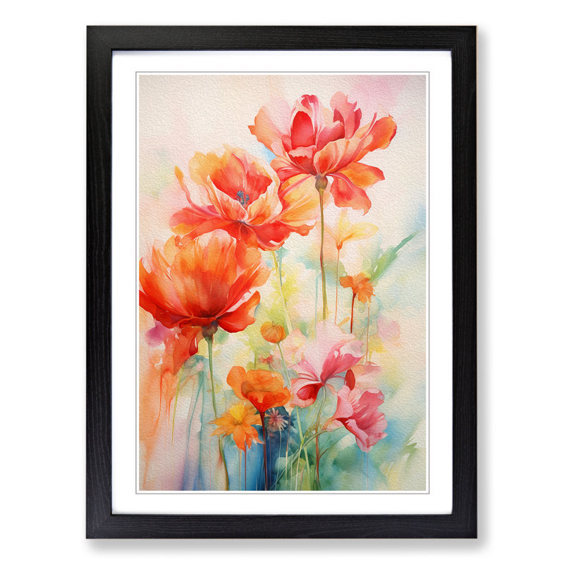 Floral Gestural - Framed Print, Black Framed, 46cm H x 34cm W