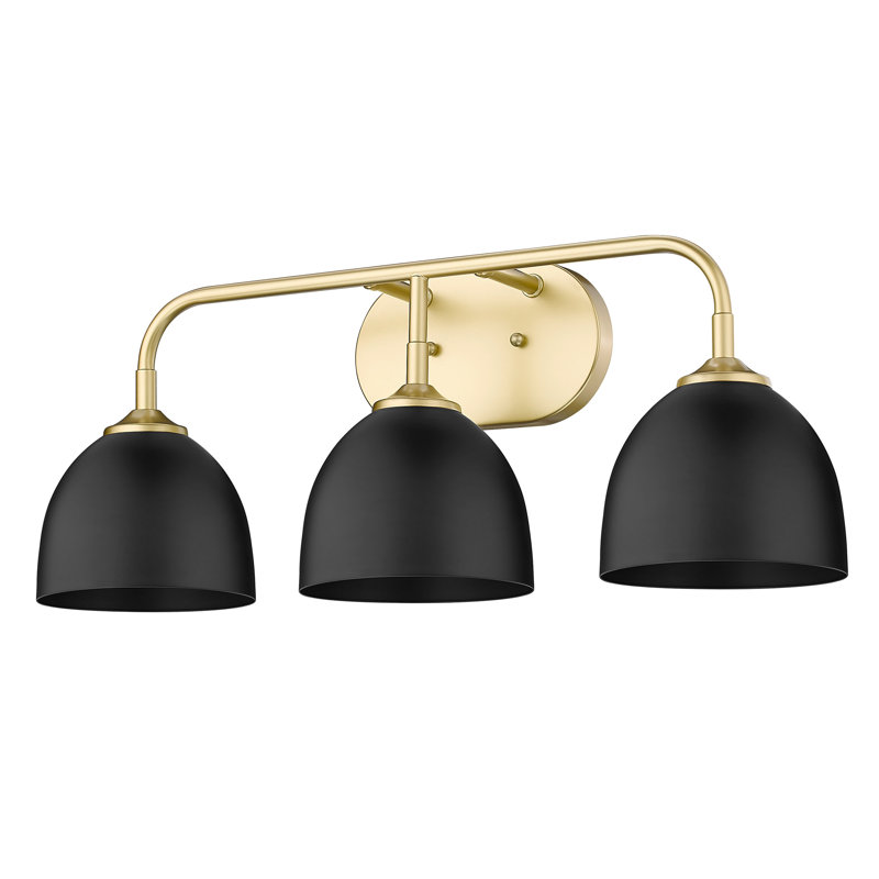 Ringwood 3-Light Dimmable Bathroom Light, Noir mat, Or olympique