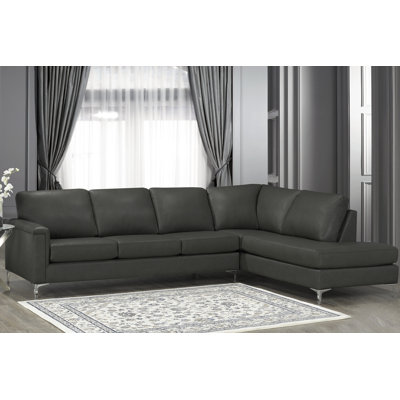 Canapé modulaire en cuir véritable 122,5 po Platte