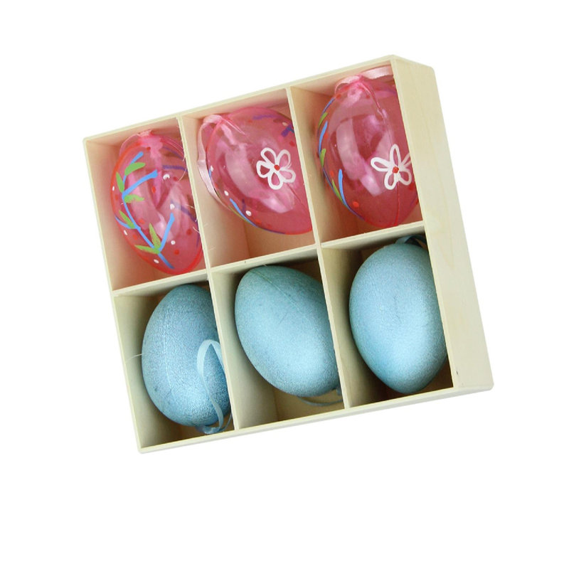 Ornement en forme d'œuf de Pâques transparent bleu et rose