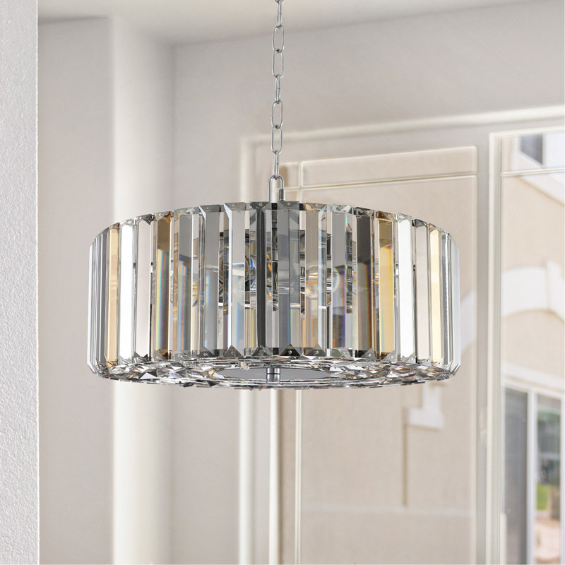 Lustre en cristal chromé 17 po