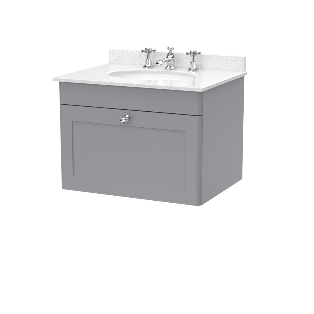 Classique 620mm Single Bathroom Vanity with Drop In Vitreous China Basin