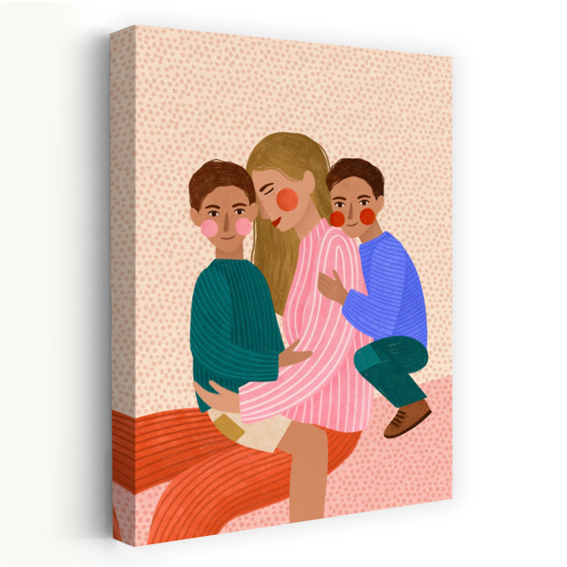 «Joyful Family Hug», reproduction d'art contemporain sur toile, H 60 po x l 40 po