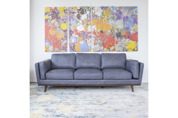 Hession 91" Genuine Leather Square Arm Sofa