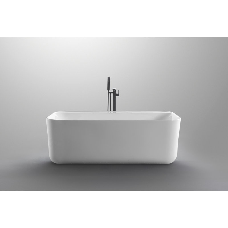 Baignoire autoportante en acrylique de 67 pouces en blanc brillant