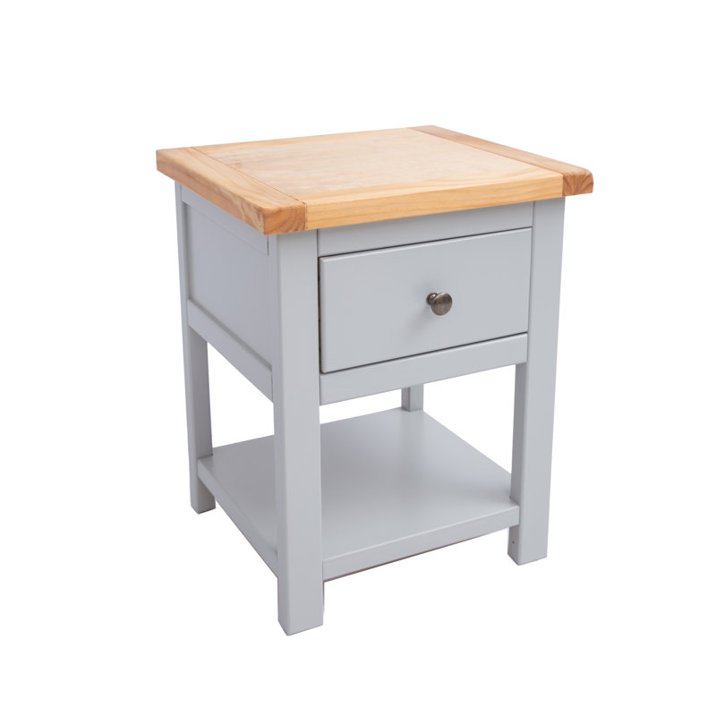 Michie 45 cm W Bedside Table, Grey/Antique Brass