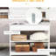 Console de couloir, rangement supplémentaire avec tiroir large et 2 tablettes, cadre en lattes de bois blanc et moderne pour la décoration intérieure de la console blanche, accessoire de décoration très ouvert et robuste, accessoire de décoration