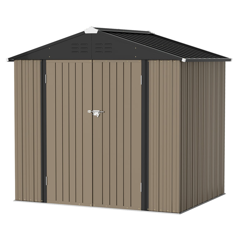 Outdoor 8 ft. W x 6 ft. D Metal Storage Shed (Box 1/2, INCOMPLETE)