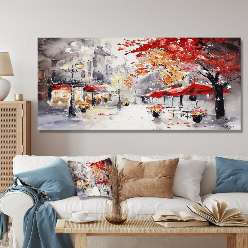 Minimal Paris Street In Autumn - Cityscapes, impression murale en métal, H 28 po x l 60 po