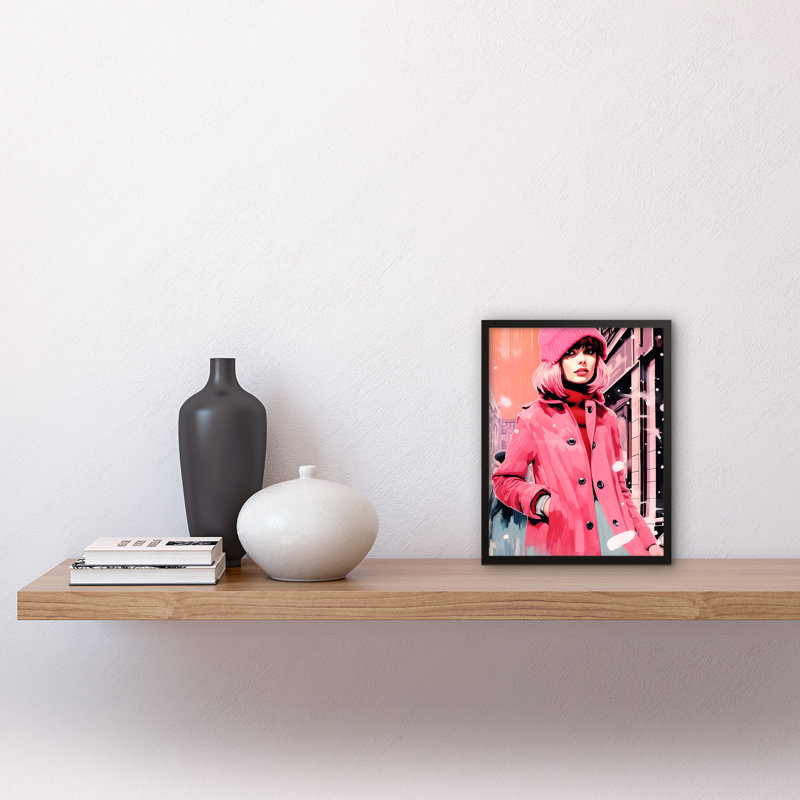 Aadan Downtown Girl Woman In Retro Pink City Fashion - Single Picture Frame Print