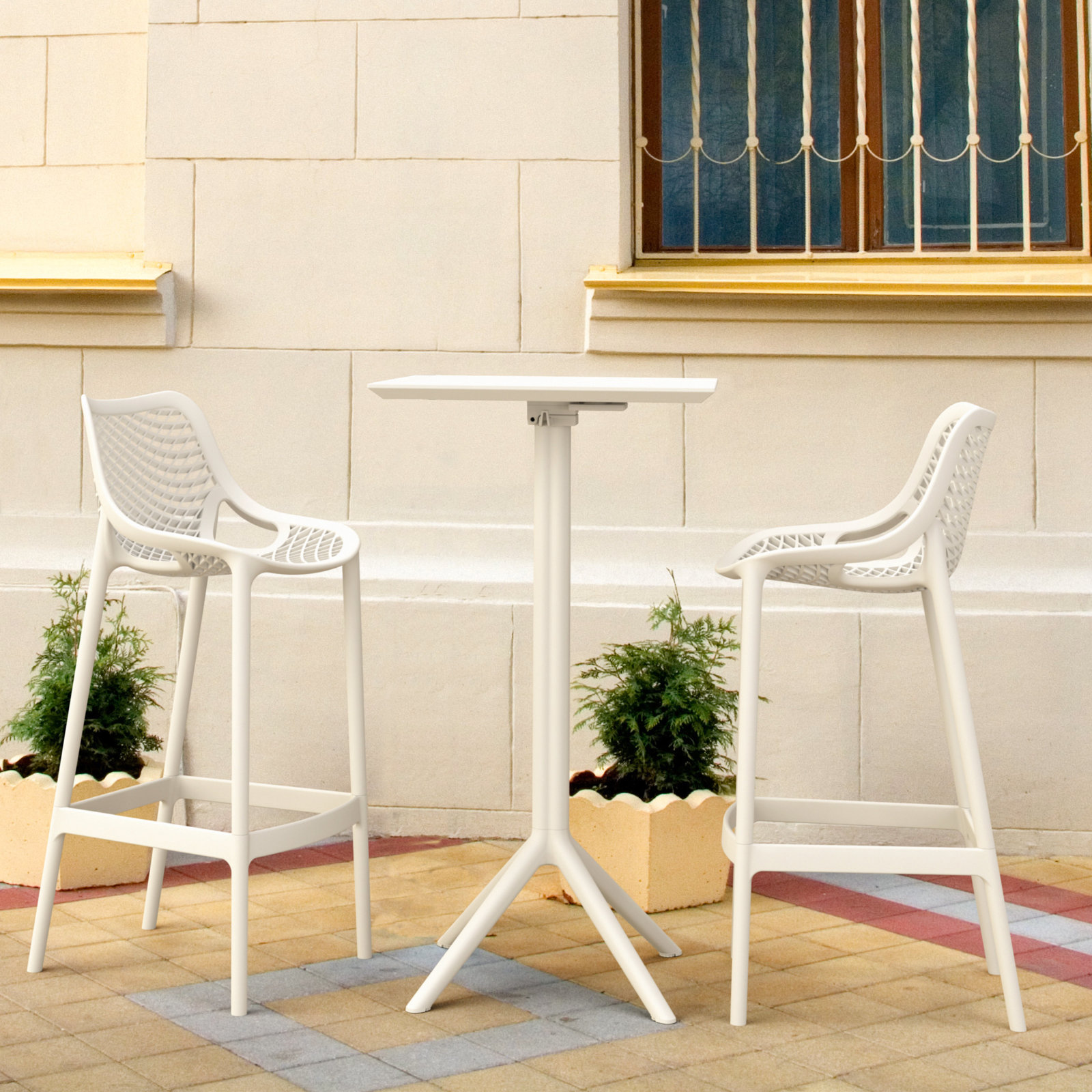Asherton Square 2 - Person 23.6" Long Bar Height Dining Set, White