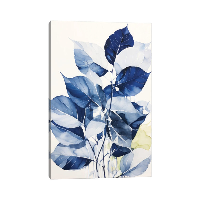 Blue Leaves I - Wall Art Print, Wrapped Canvas, Does Not Apply, 18" H x 12" W