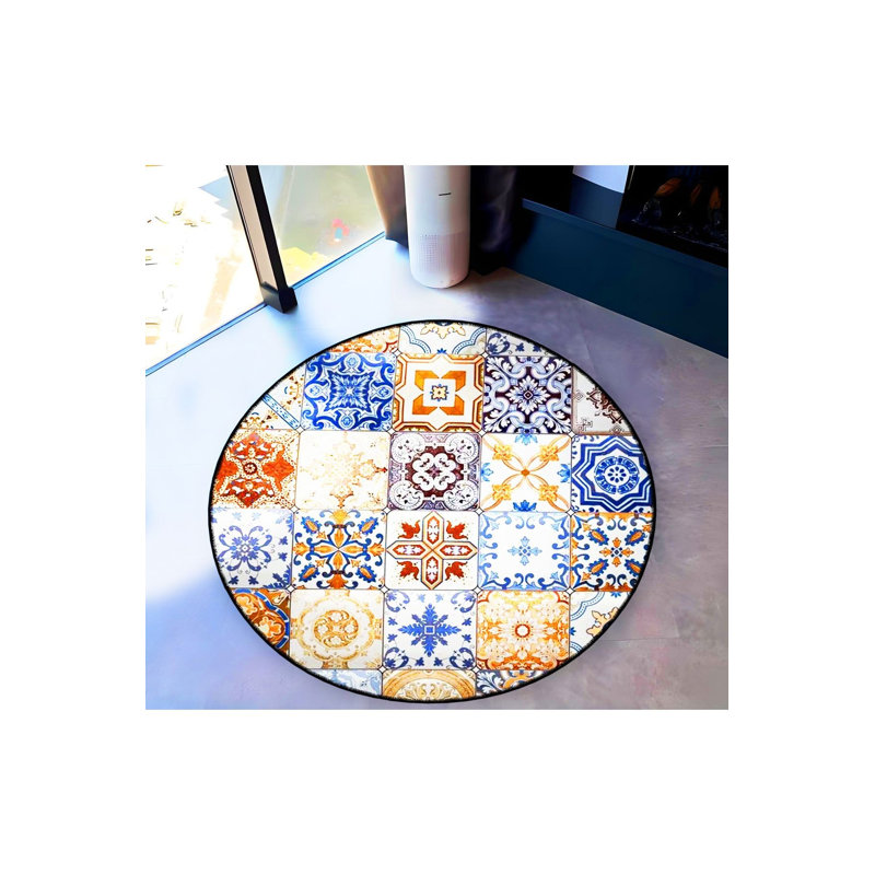 Tapis rond lavable à la machine, Sous-tapis rond 3 pi 3 po inclus