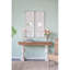 Ensemble de 2 grands panneaux d'art mural en bois avec finition blanche patinée et décorations de miroir rond, 16,9 po x 48 po