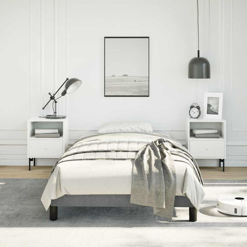 Cadre de lit, base de lit tapissier en tissu, sans matelas, Simple TG, Gris foncé