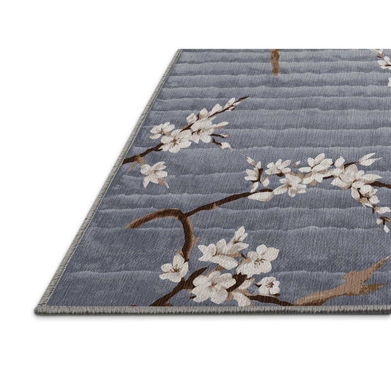 Machine Washable Gray Area Rug, Square 6'