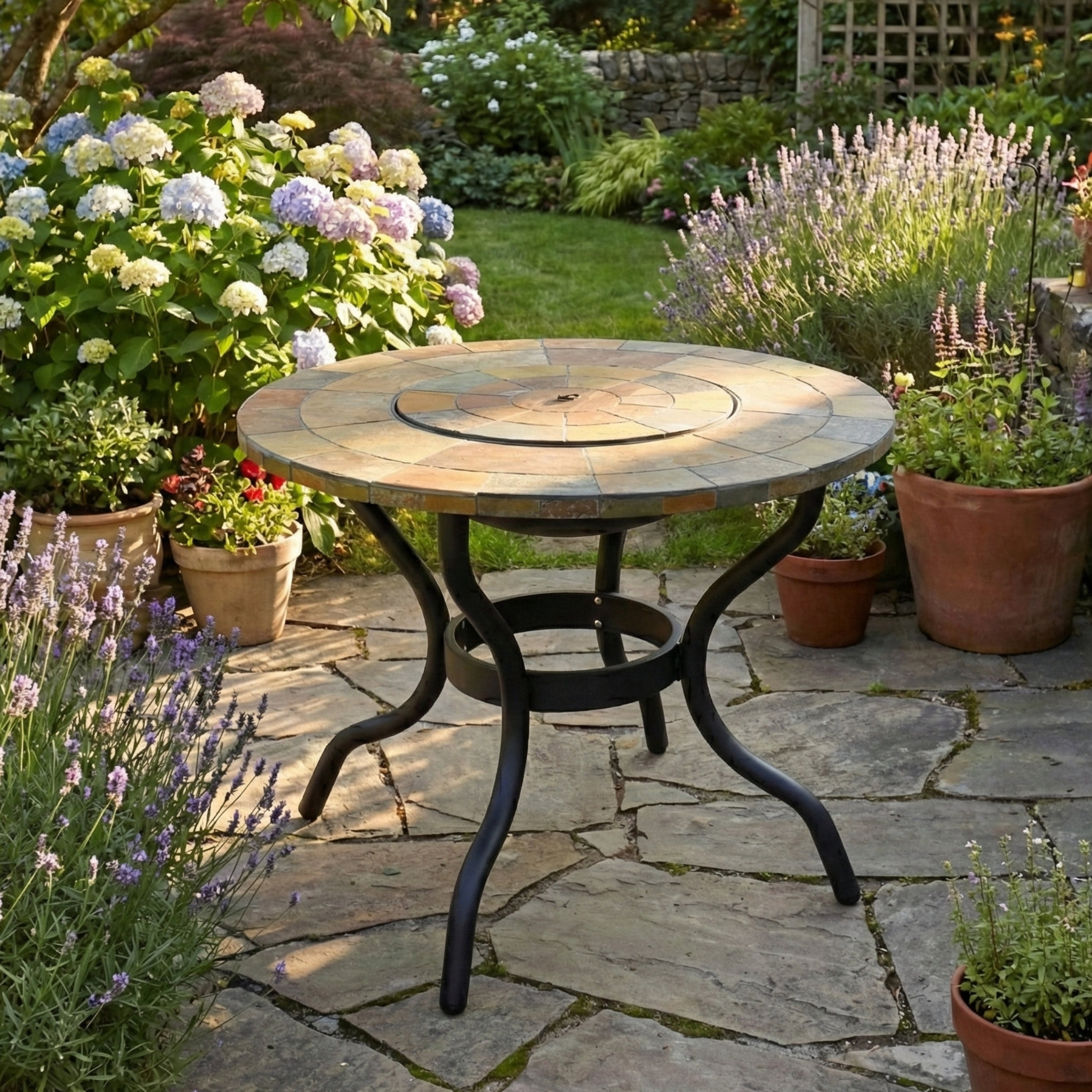 Rosalind Wheeler Bayfield Garden Stone Mosaic Fire Pit Table | Wayfair