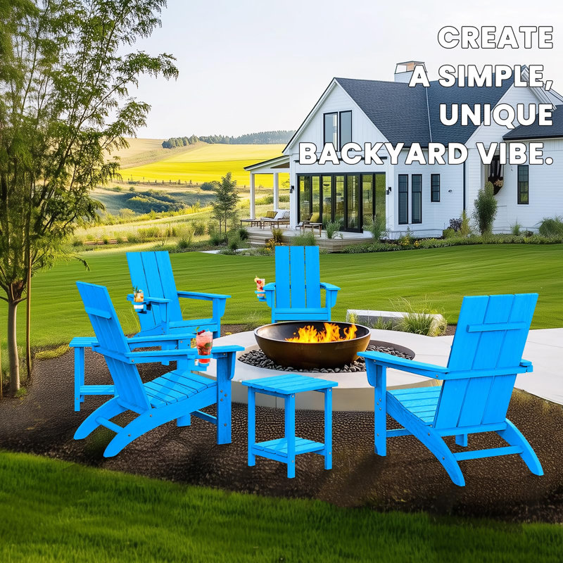 Adirondack Chair with Cup Holder, Royal Blue