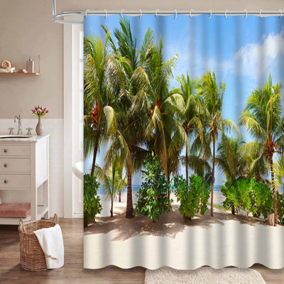 Cocotiers, plage tropicale, belle beauté, nuage bleu avec 12 crochets