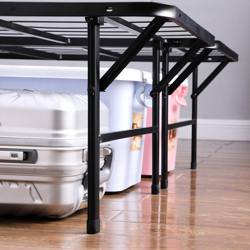 Porte-matelas pour grand lit, métal, support de lit contemporain à finition noire, acier, finition, pliable, capacité de 750 lb