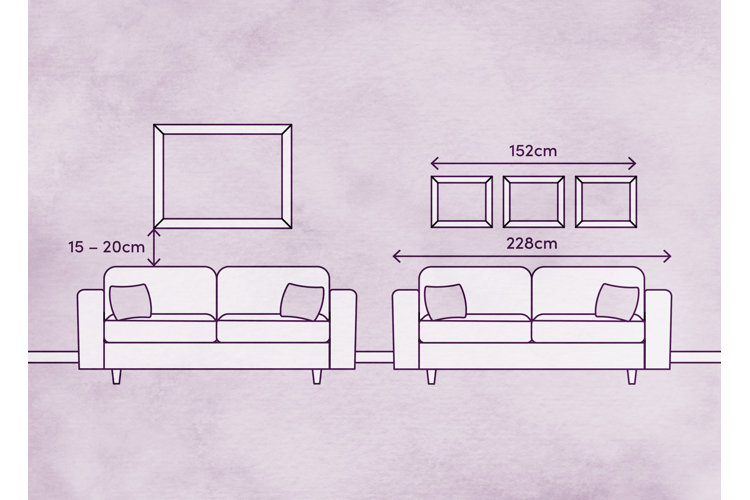 how to hang a picture above a sofa