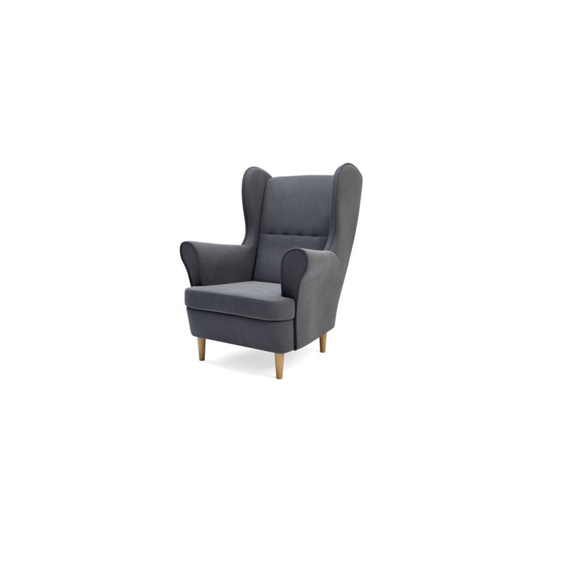 Blume Upholstered Wingback Chair, Dark gray