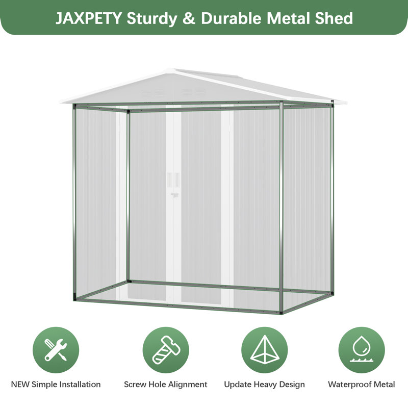 6' x 4' Black Steel Outdoor Storage Shed with Double Doors