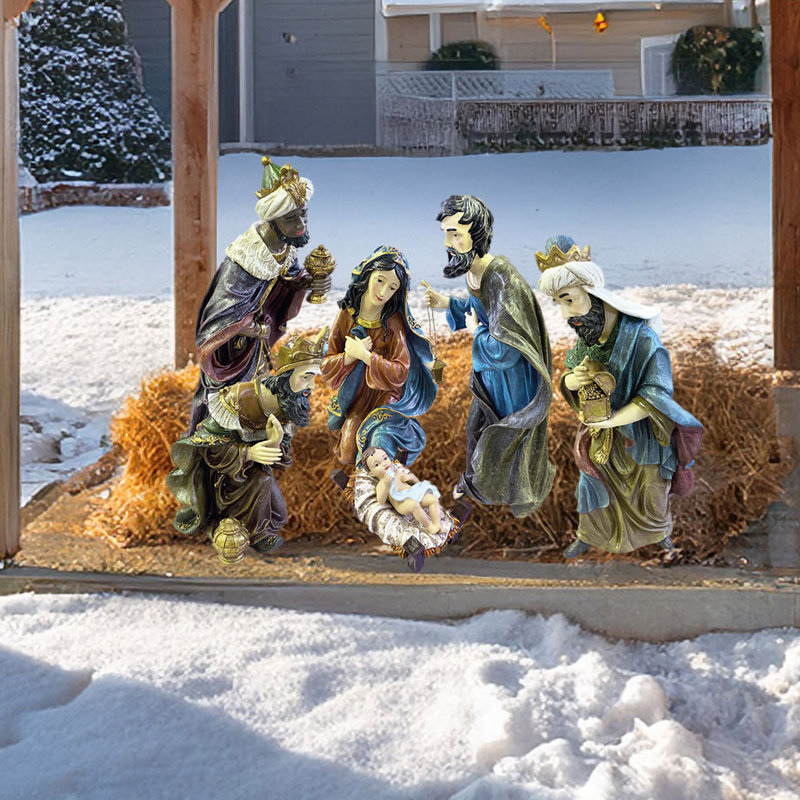 Ensemble de crèche d'extérieur 24 po 7 pièces